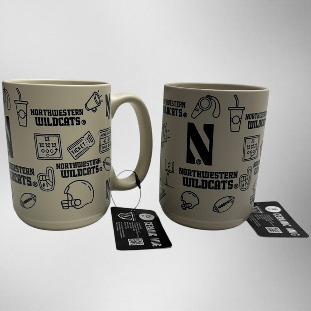 NORTHWESTERN UNIVERSITY (2) GAMEDAY Ceramic Coffee Mugs
